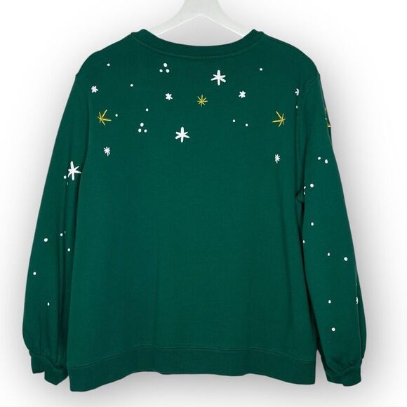 Disney Minnie Mouse Holiday Sweatshirt Green Pullover Puff Sleeves Women’s Sz 1X - Picture 2 of 13